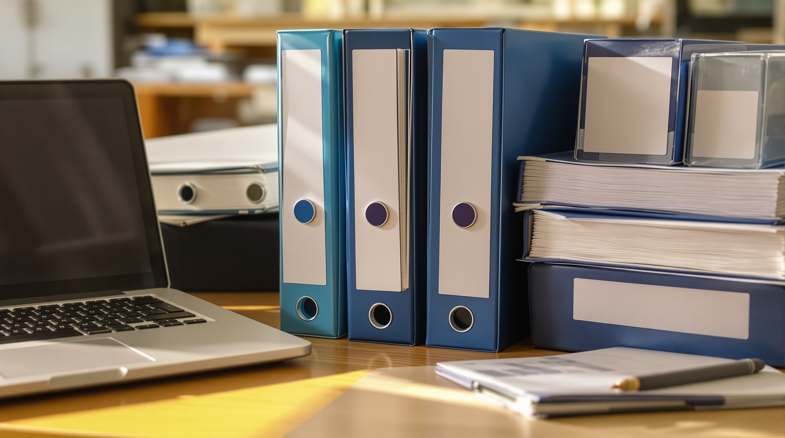 Organized folders and notebooks for managing coursework